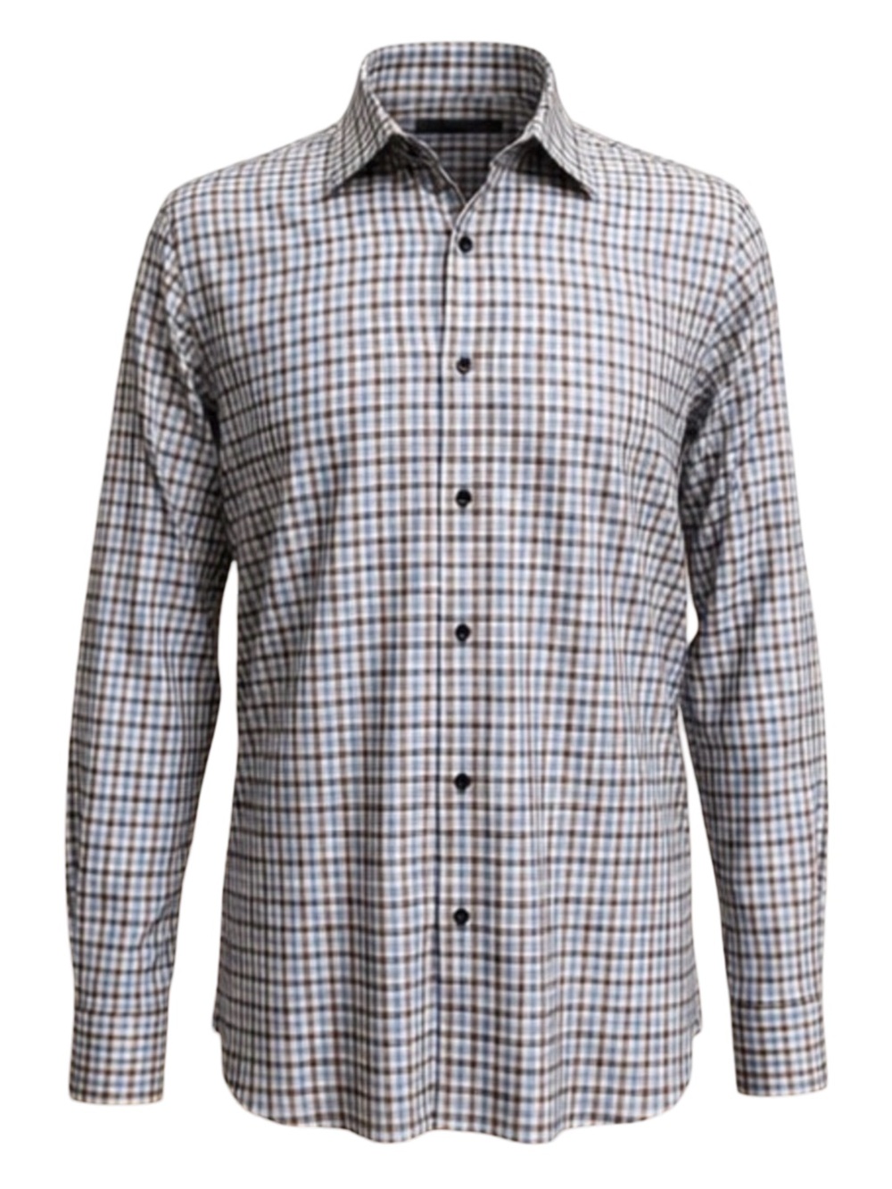 Saks Fifth Avenue Check Dress Shirt | Blue Tan | 100% Cotton | Men’s XL